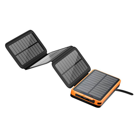 Lippa Sammenleggbar Solar PowerBank 10 000 mAh 10,5W 2 x USB-A m. Lys - Svart / Oransje