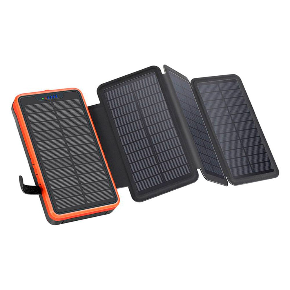 Lippa Sammenleggbar Solar PowerBank 10 000 mAh 10,5W 2 x USB-A m. Lys - Svart / Oransje