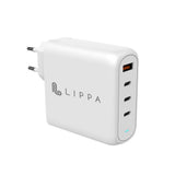 Lippa PD 100W Vegglader GaN med 3 x USB-C & 1 x USB-A - Hvit