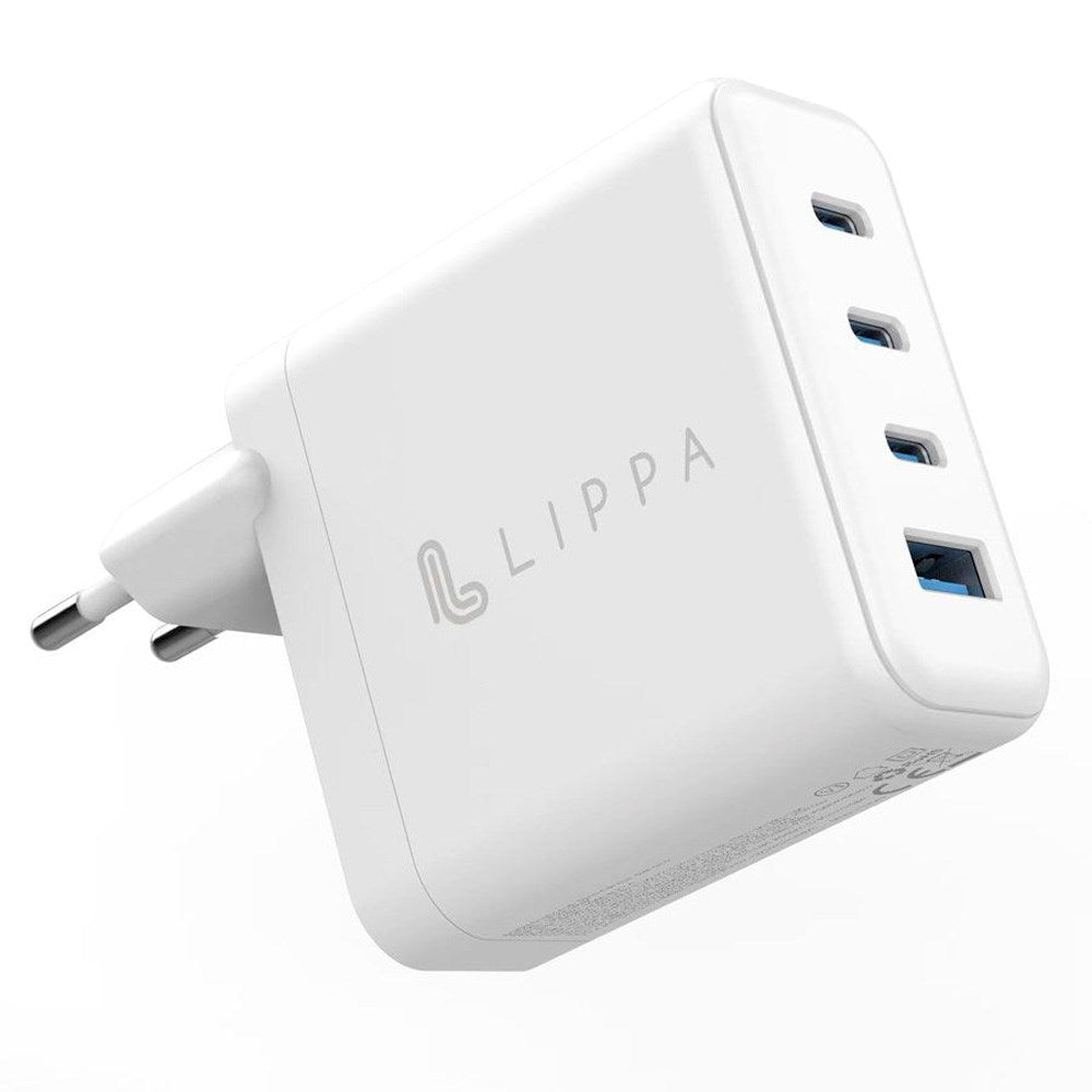 Lippa PD 100W Vegglader GaN med 3 x USB-C & 1 x USB-A - Hvit