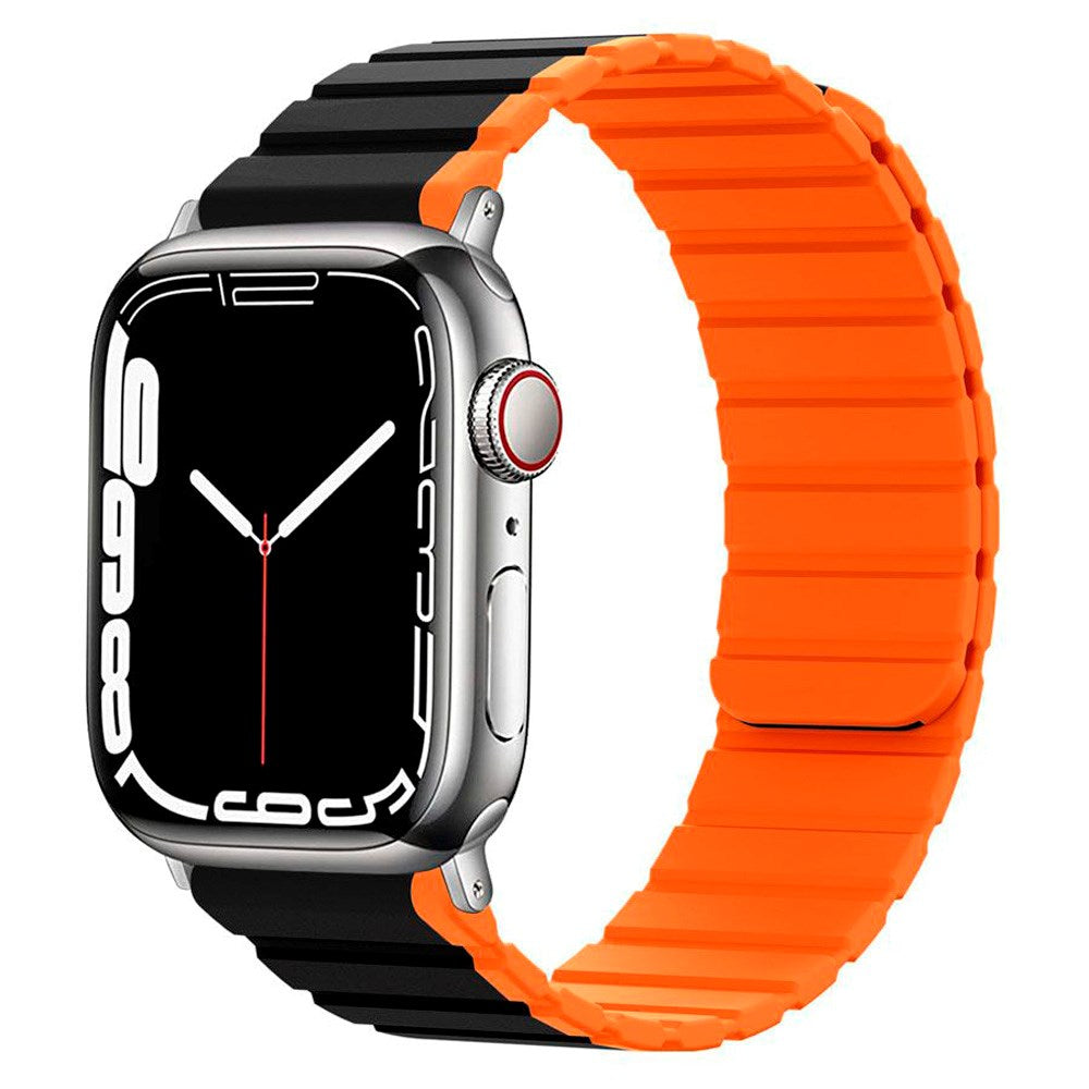 Lippa Apple Watch (38/40/SE/41/42mm) Magnetisk Silikon Multi Reim - Svart / Oransje