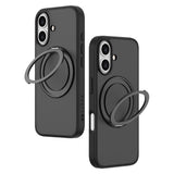 iPhone 16 Lippa Hybrid Plast Deksel med 360 Roterende Kickstand – MagSafe Kompatibelt – Matt / Svart