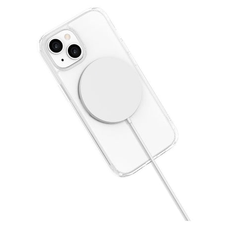 iPhone 15 Lippa Hybrid Plast Deksel med 360 Roterende Kickstand – MagSafe Kompatibelt – Gjennomsiktig / Sølv