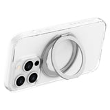 iPhone 15 Pro Lippa Hybrid Plast Deksel med 360 Roterende Kickstand – MagSafe Kompatibelt – Gjennomsiktig / Sølv