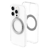 iPhone 15 Pro Lippa Hybrid Plast Deksel med 360 Roterende Kickstand – MagSafe Kompatibelt – Gjennomsiktig / Sølv