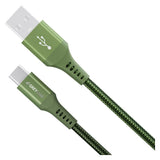 GreyLime 15W Flettet USB-A til USB-C Kabel 3 meter - Grønn