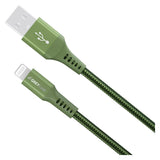 GreyLime 12W Flettet USB-A til Lightning Kabel 50 cm - Grønn