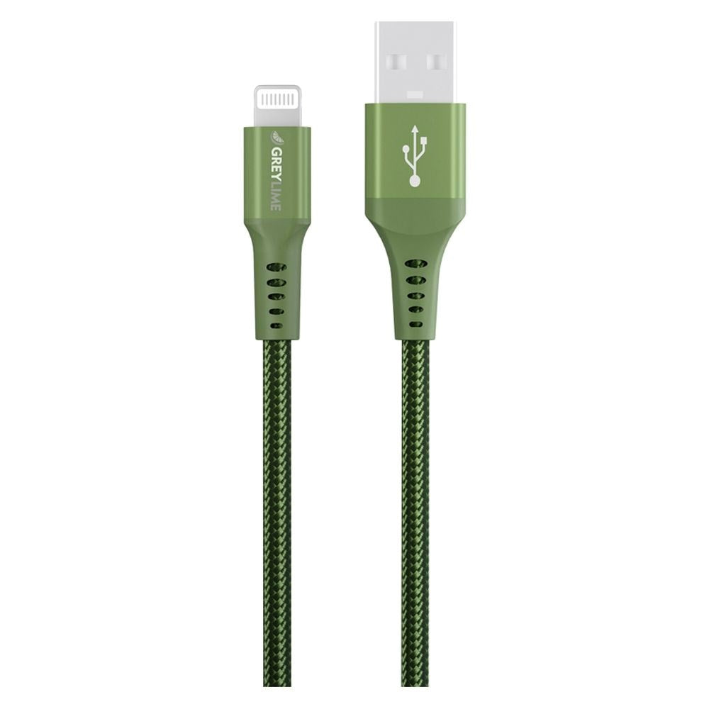 GreyLime 12W Flettet USB-A til Lightning Kabel 3 meter - Grønn