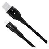 GreyLime 12W Flettet USB-A til Lightning Kabel 3 meter - Svart