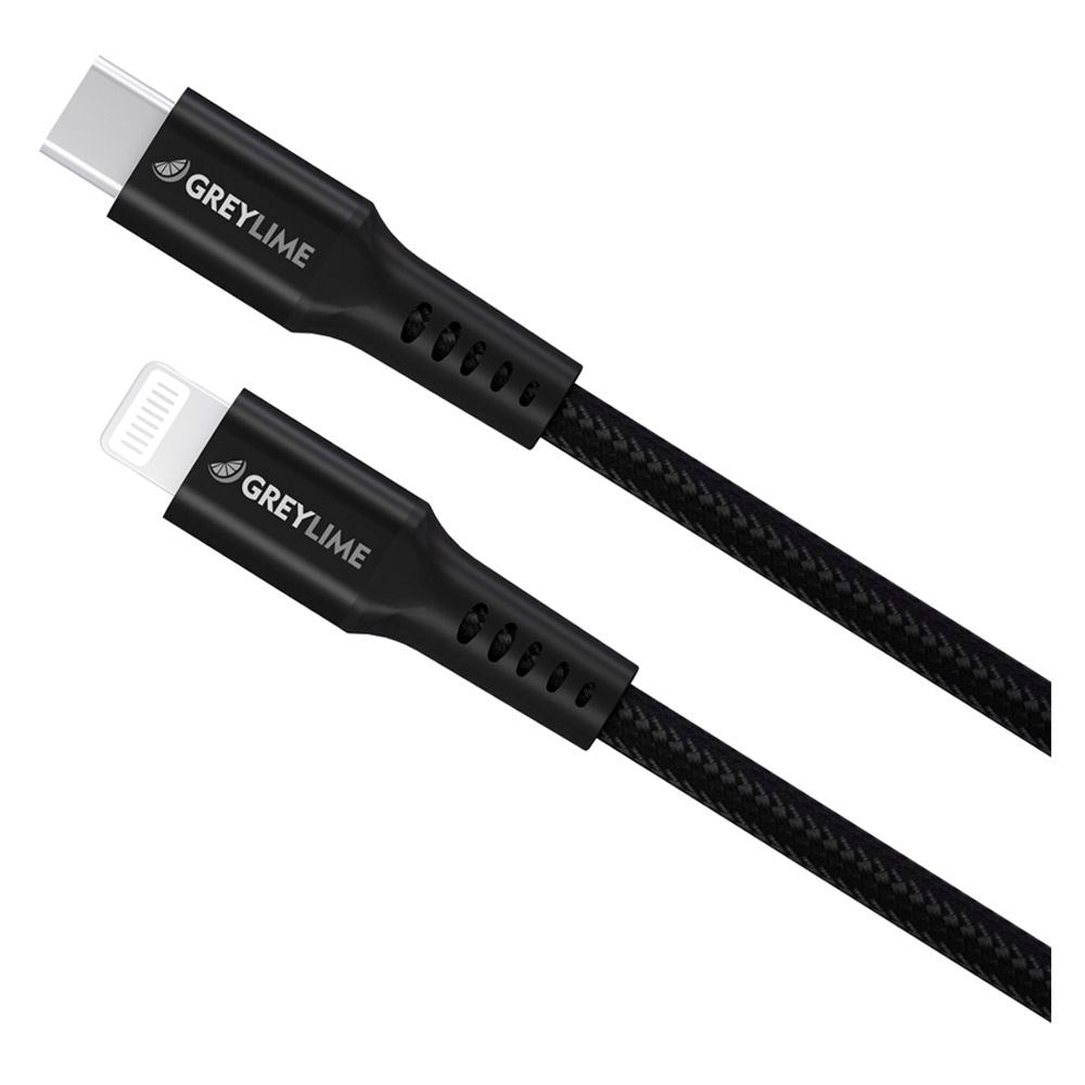 GreyLime 18W Flettet USB-C til Lightning Kabel 50 cm - Svart