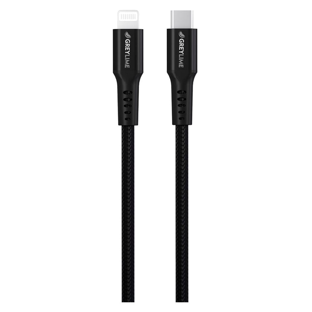GreyLime 18W Flettet USB-C til Lightning Kabel 50 cm - Svart