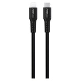 GreyLime 18W Flettet USB-C til Lightning Kabel 50 cm - Svart