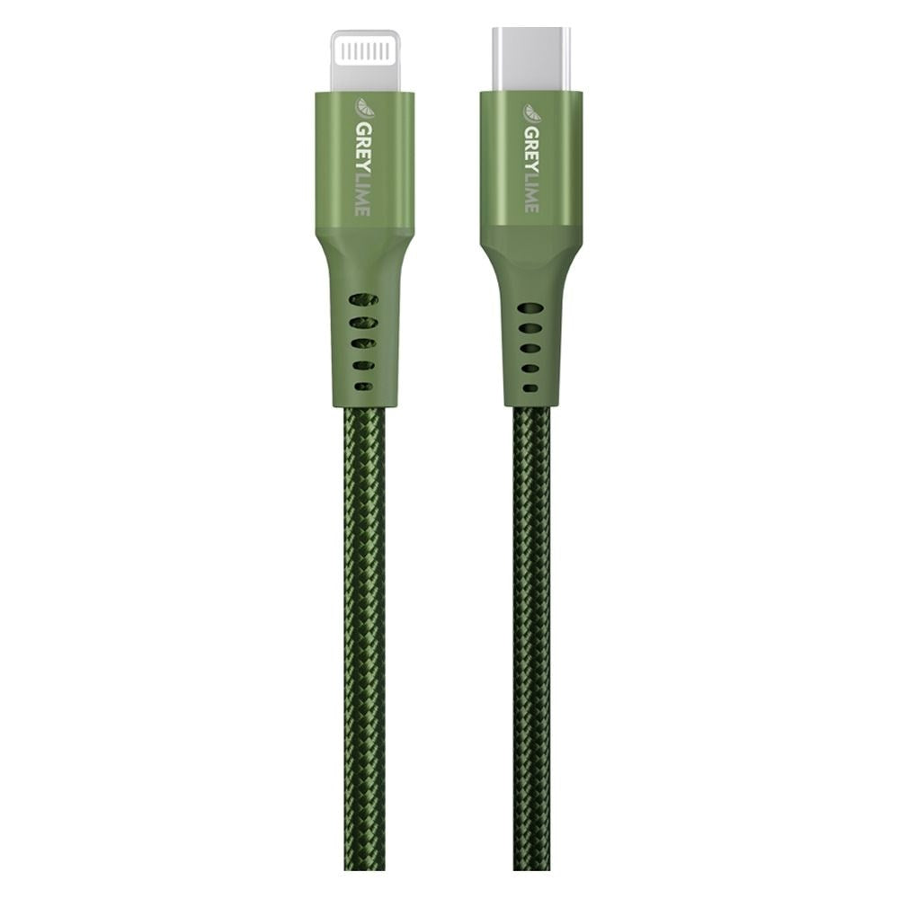 GreyLime 18W Flettet USB-C til Lightning Kabel 3 meter - Grønn