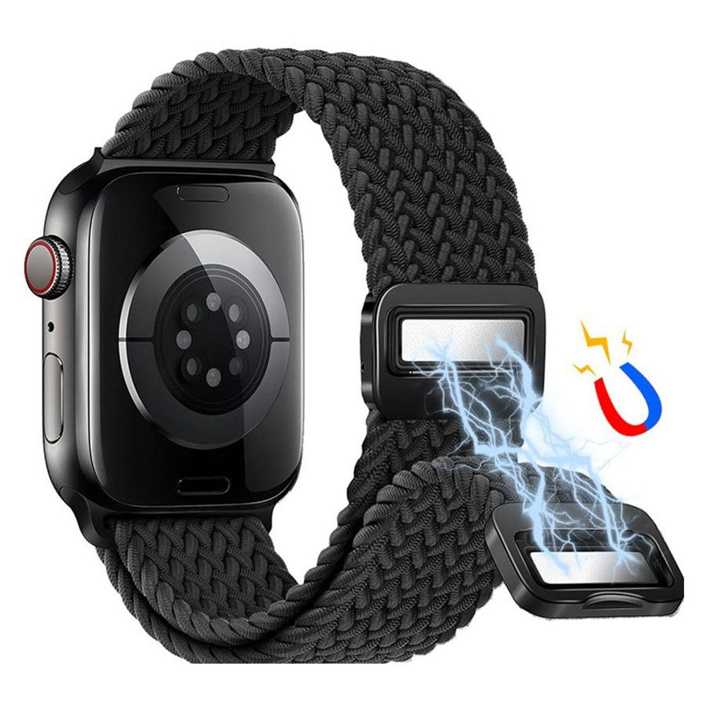 Apple Watch (38/40/SE/41/42 mm) Lippa Nylonstropp med Magnetlås – Svart
