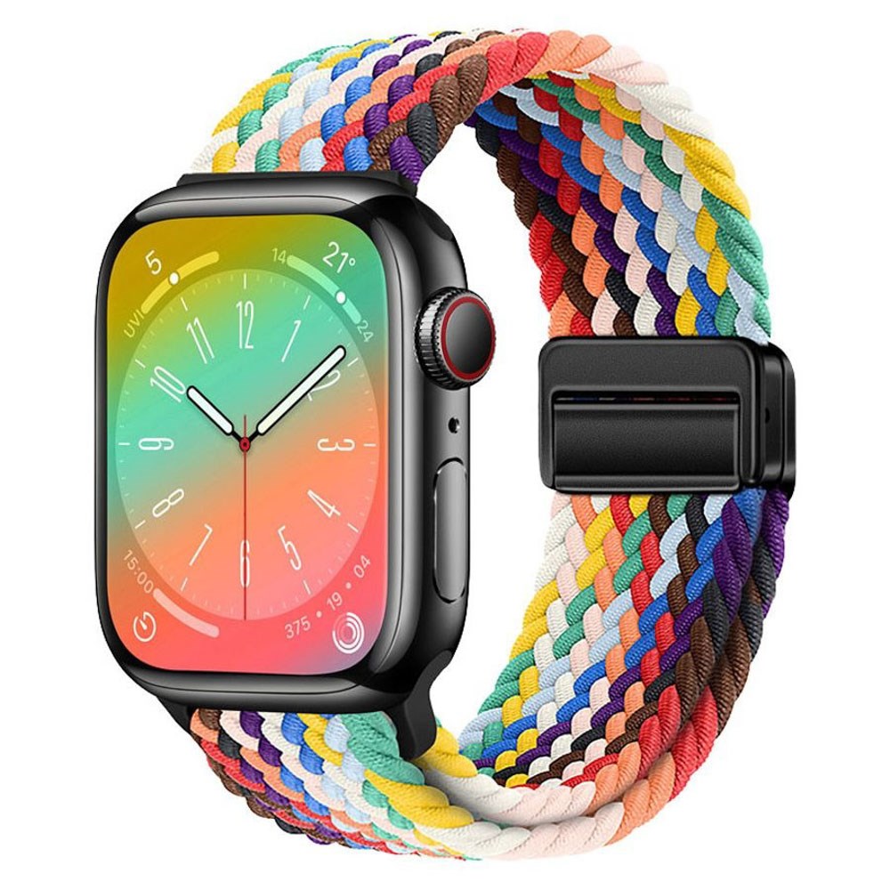 Apple Watch (42/44/SE/45/46/49 mm) Lippa Nylonstropp med Magnetlås – Flerfarget