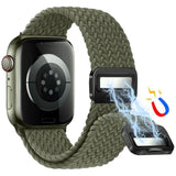 Apple Watch (42/44/SE/45/46/49 mm) Lippa Nylonstropp med Magnetlås – Grønn