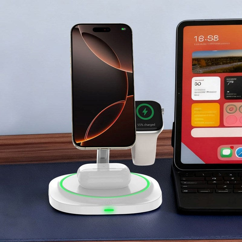 Lippa 3-i-1 Trådløs Lader med 15W & USB-C – MagSafe / Qi-kompatibel – Hvit