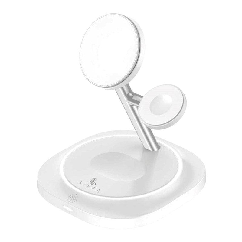 Lippa 3-i-1 Trådløs Lader med 15W & USB-C – MagSafe / Qi-kompatibel – Hvit