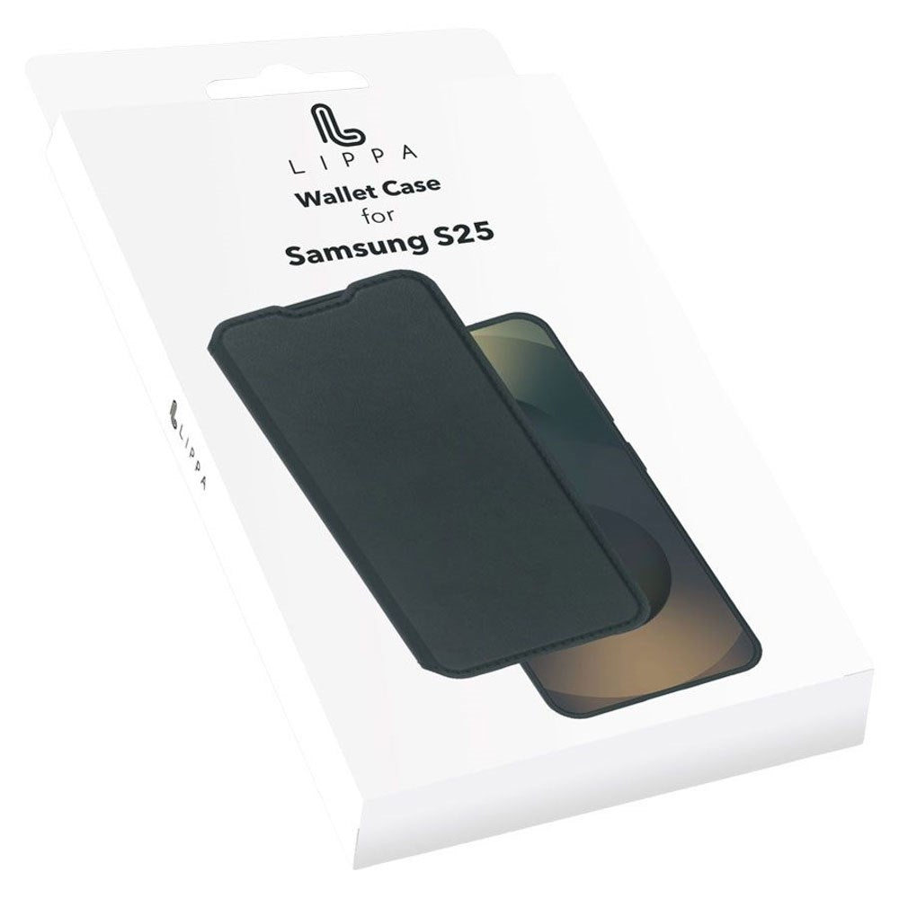 Samsung Galaxy S25 Lippa 2-i-1 Wallet Flip Deksel - Svart