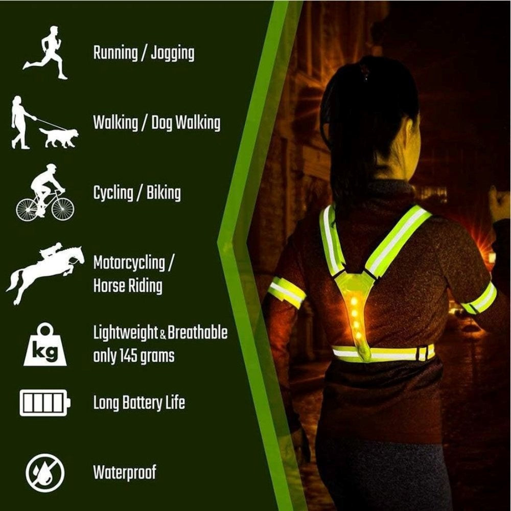 Lippa Refleksvest med 3 LED-Lys - Gul