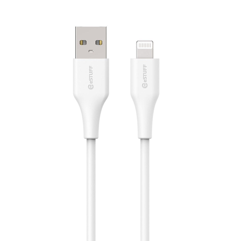 eSTUFF INFINITE MFI 2 m USB-A til Lightning-Kabel - 12W - 100 % Resirkulert Plast - Hvit