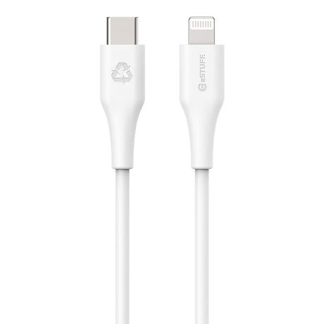 eSTUFF INFINITE MFI 1 m USB-C til Lightning-Kabel - 12W - 100 % Resirkulert Plast - Hvit