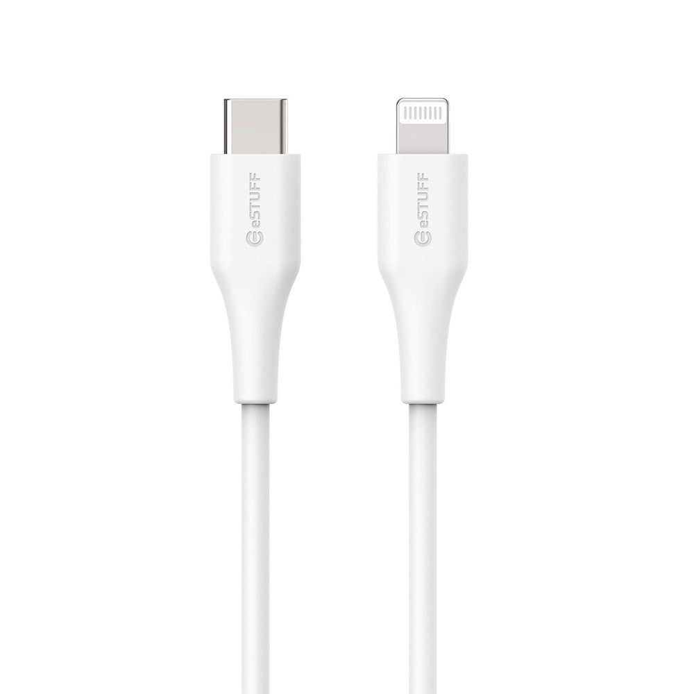 eSTUFF INFINITE MFI 1 m USB-C til Lightning-Kabel - 12W - 100 % Resirkulert Plast - Hvit