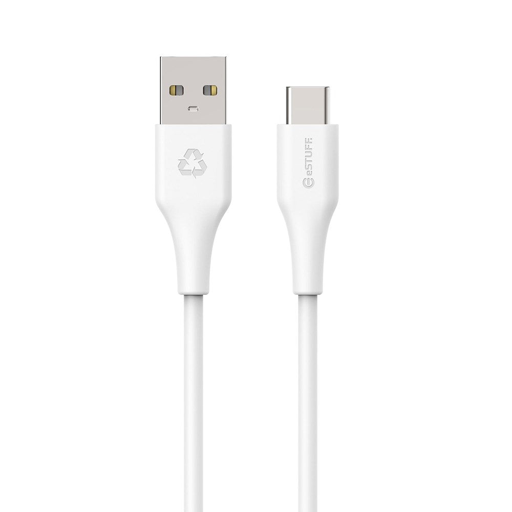 eSTUFF INFINITE USB-C-Kabel 60W 1 m - 100 % Resirkulert Plast - Hvit