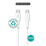 eSTUFF INFINITE 3 m USB-C til USB-C-Kabel 60W - 100 % Resirkulert Plast - Hvit