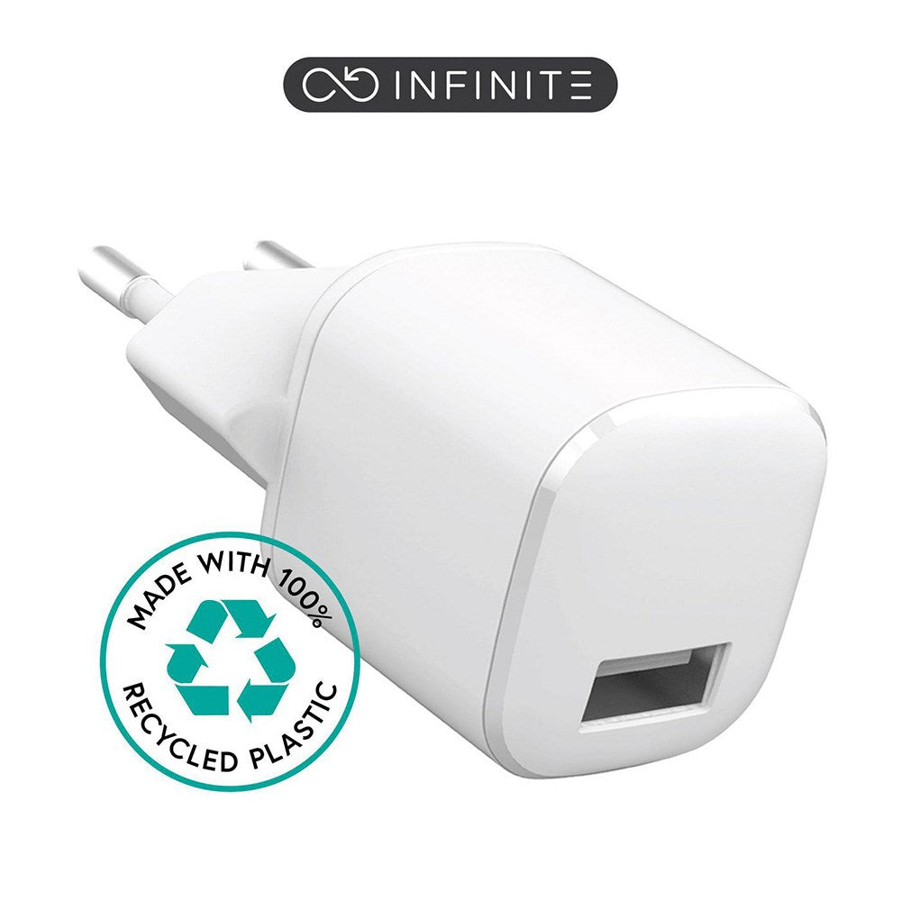 eSTUFF INFINITE 12W USB-A Vegglader - 100 % Resirkulert Plast - Hvit