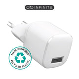 eSTUFF INFINITE 12W USB-A Vegglader - 100 % Resirkulert Plast - Hvit