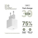 empower by PanzerGlass Turbo 30W Vegglader m. 1x USB-C – Silver White