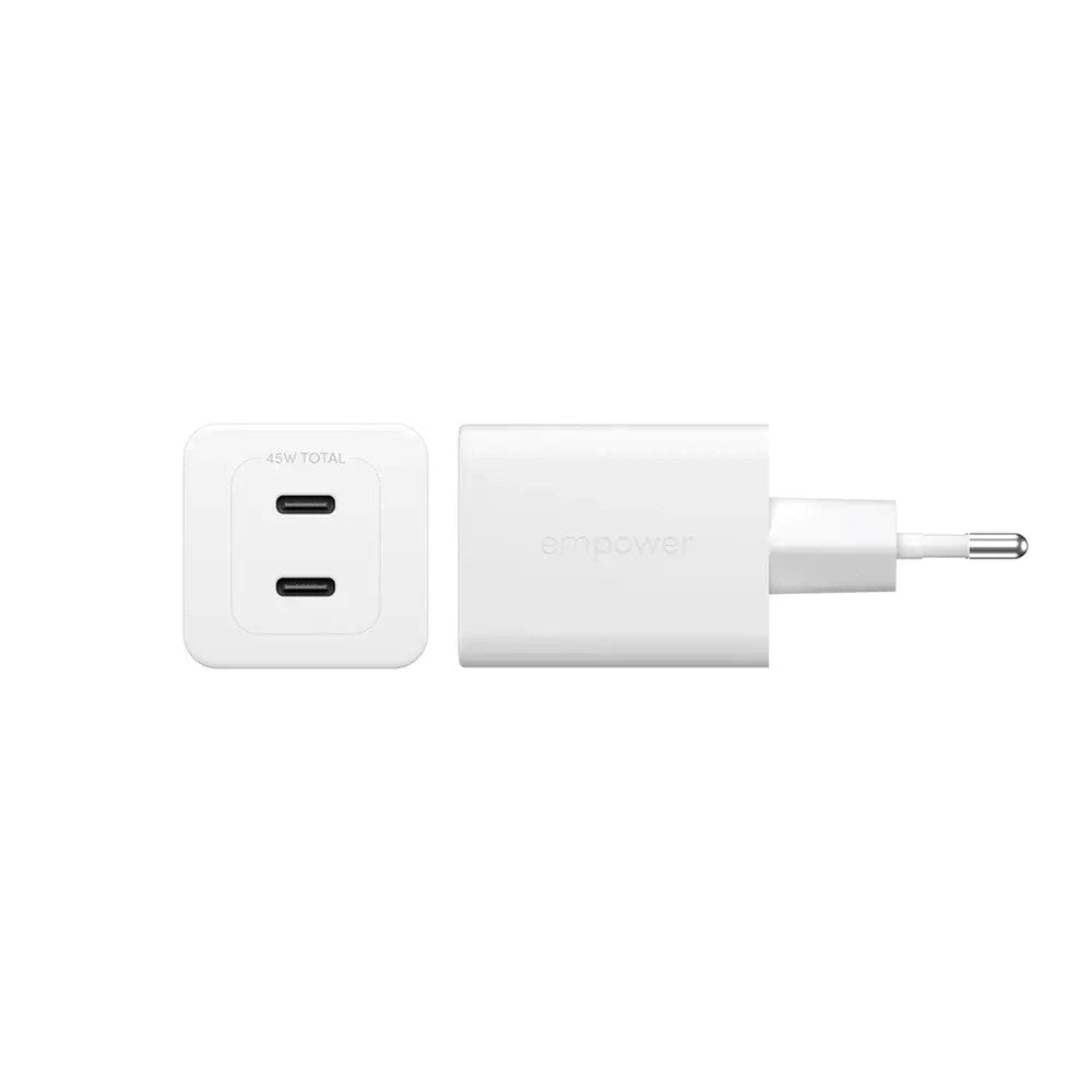 empower by PanzerGlass Turbo 45W Vegglader m. 2x USB-C – Silver White