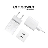 empower by PanzerGlass Turbo 45W Vegglader m. 2x USB-C – Silver White