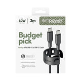 empower by PanzerGlass Racing 60W USB-C til USB-C Kabel – 2m – Space Black