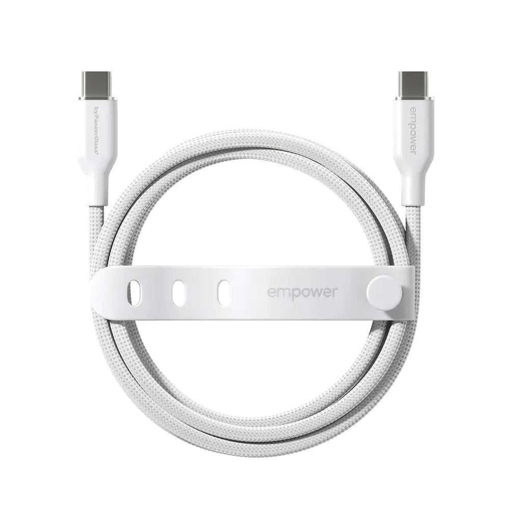 empower by PanzerGlass Racing 60W USB-C til USB-C Kabel – 2m – Silver White