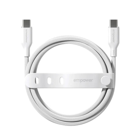 empower by PanzerGlass Racing 240W USB-C til USB-C Kabel – 2m – Silver White