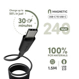 empower by PanzerGlass Magnetic 240W USB-C til USB-C Kabel – 1.5m – Space Black