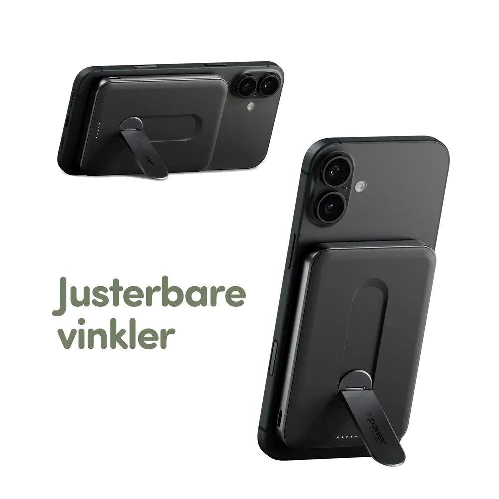 empower by PanzerGlass empower Bank m. Spin Stand - 5000 mAh - Qi2 / MagSafe Kompatibel - Space Black