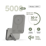 empower by PanzerGlass empower Bank m. Spin Stand - 5000 mAh - Qi2 / MagSafe Kompatibel - Titanium