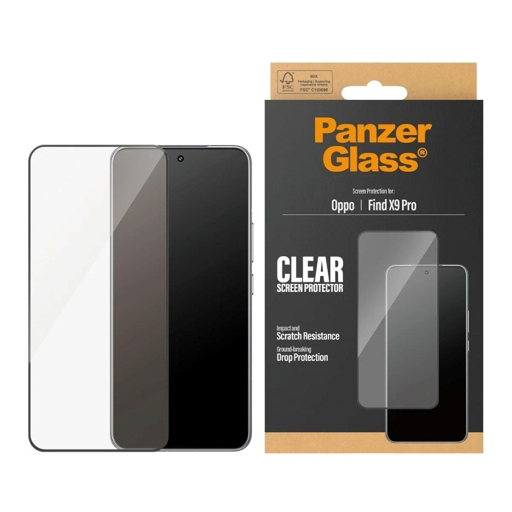 OPPO Find X9 Pro PanzerGlass Skjermbeskyttelsesglass - Ultra Wide Fit med EasyAligner - Gjennomsiktig