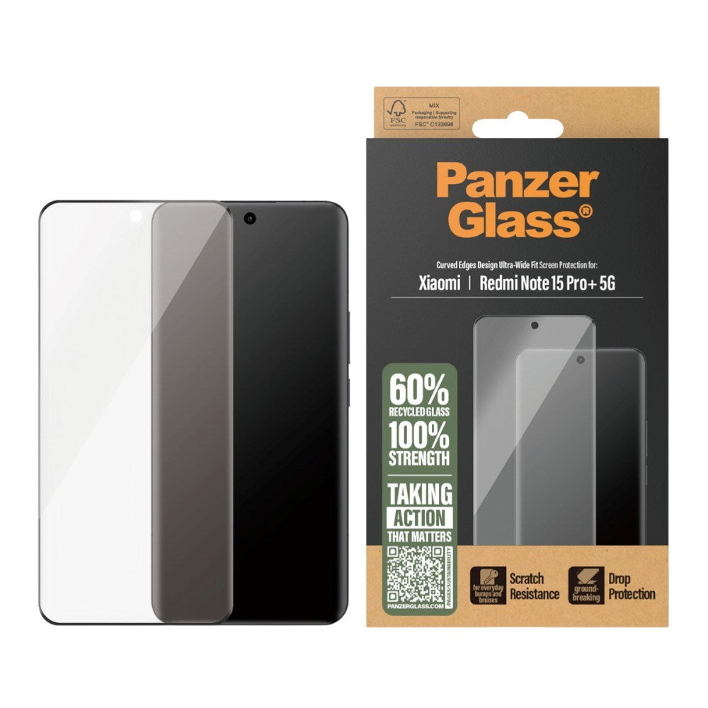 Xiaomi Redmi Note 15 Pro+ (Plus) PanzerGlass Skjermbeskyttelsesglass - Ultra Wide Fit - Gjennomsiktig