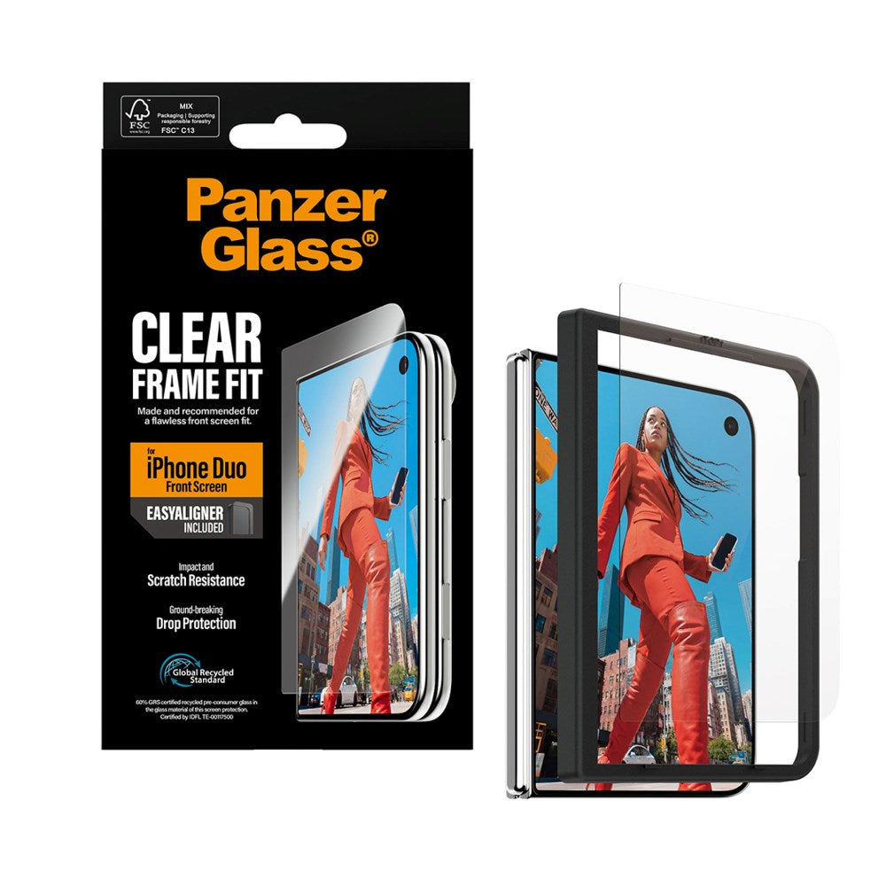 iPhone Duo PanzerGlass Skjermbeskyttelsesglass FrameFit med EasyAligner - Gjennomsiktig