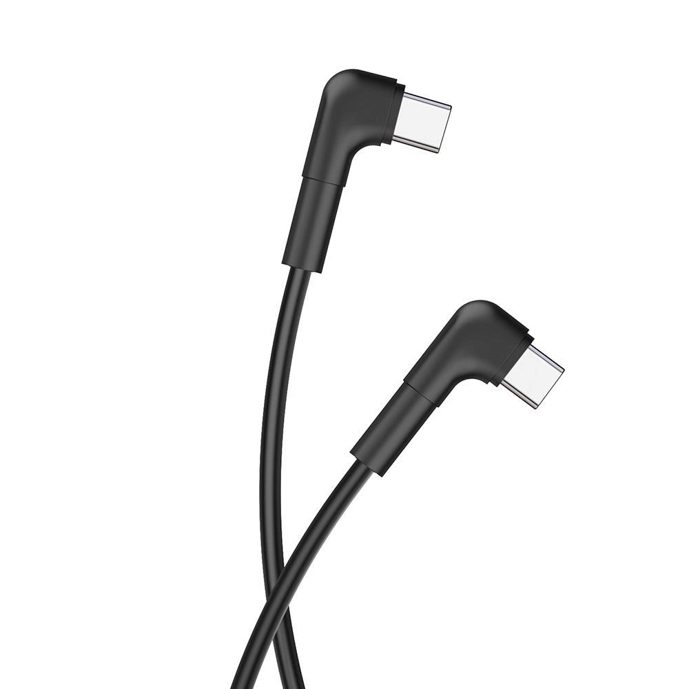 Maxlife Vinklet USB-C til USB-C-Kabel 60W - 1m - Svart