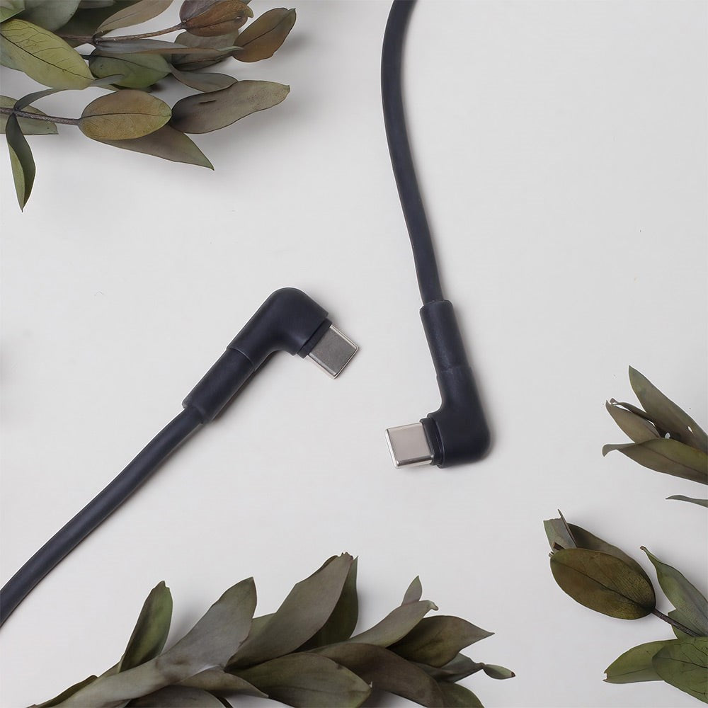 Maxlife Vinklet USB-C til USB-C-Kabel 60W - 1m - Svart