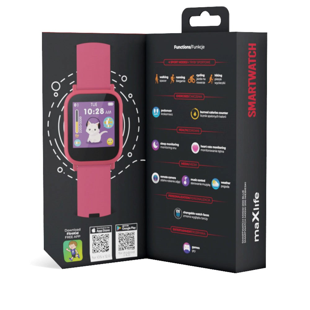 Maxlife MXSW-200 Smartwatch m. Pulsmåler & Vanntett - Rosa