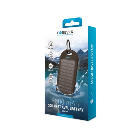 PowerBank Forever Travel Battery Solar - 5000mAh - Svart