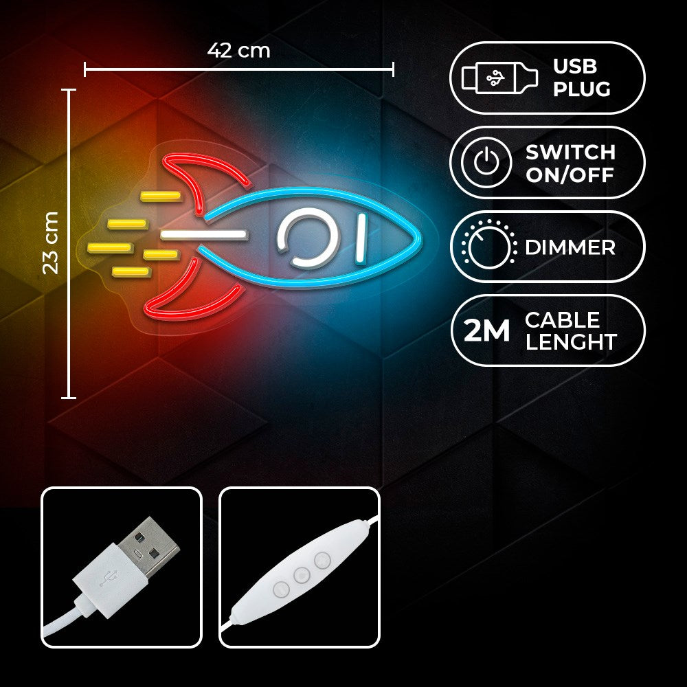 Neolia Neonskilt LED - Flerfarget Lys med Romrakett