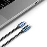 Tech-Protect Ultraboost LED USB-C til USB-C Kabel 100W/5A 2m - Svart / Blå