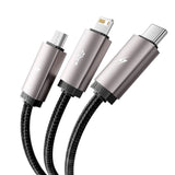 Tech-Protect Ultraboost 3-i-1 Lightning / USB-C / Micro-USB 3.5A-Kabel - 1 m - Grå